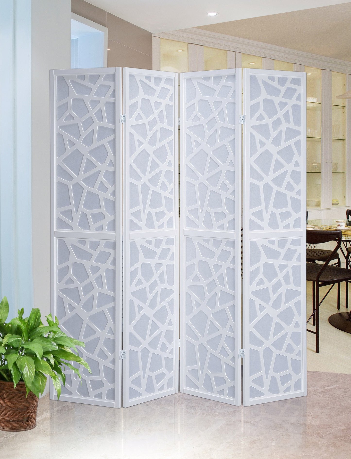 Giyano White 4 Panel Screen Room Divider