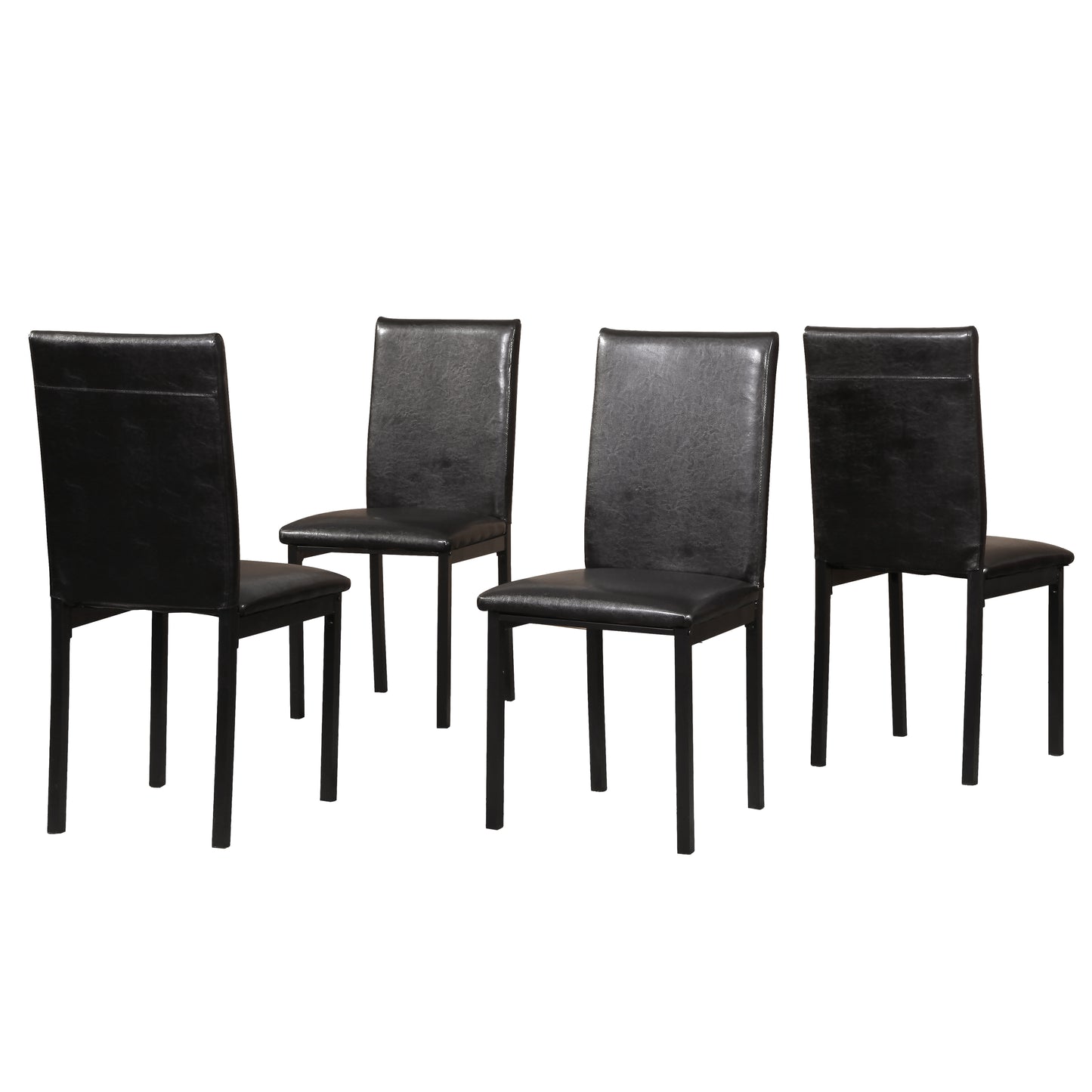 Citico 5-Piece Metal Dinette Set with Laminated Off-white Faux Marble Top, 4 Black Chairs