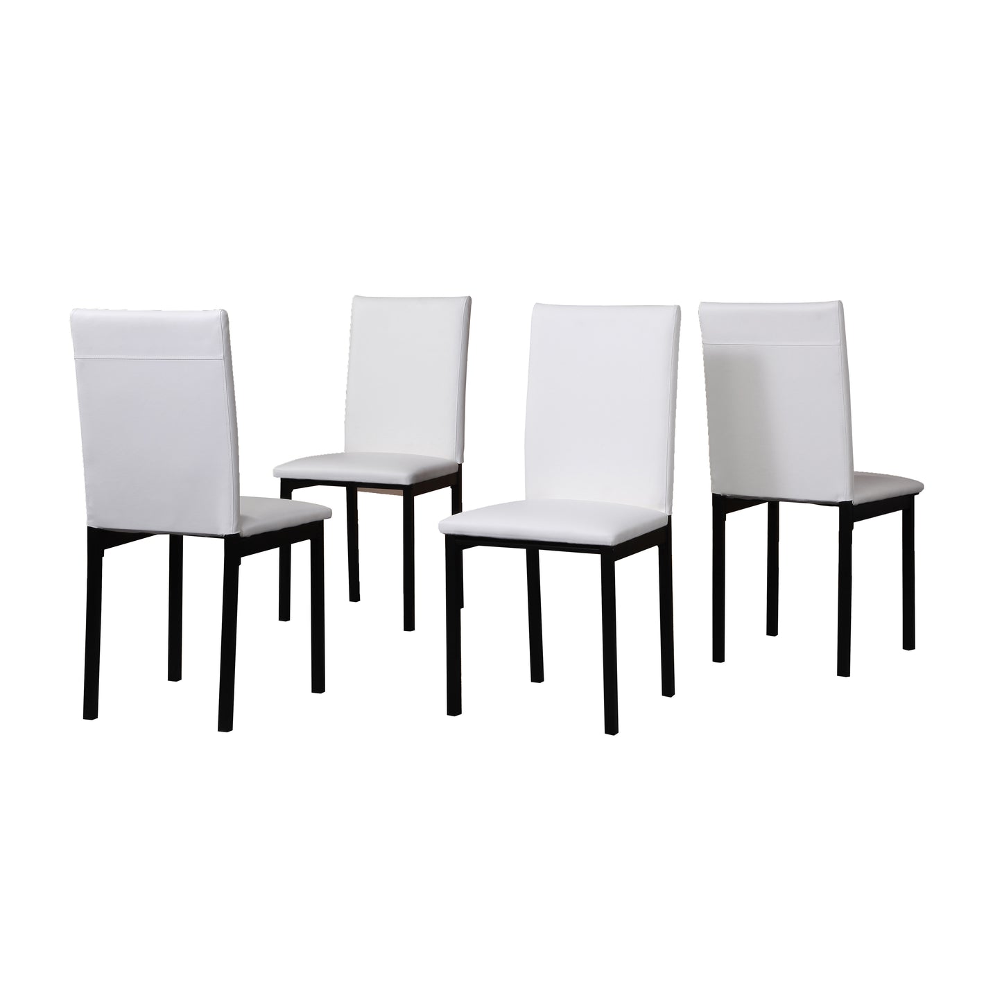 Citico 5-Piece Metal Dinette Set with Laminated Off-white Faux Marble Top, 4 White Chairs