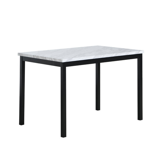 Noyes Metal Dining Table with Laminated Faux Marble Top, Off-White