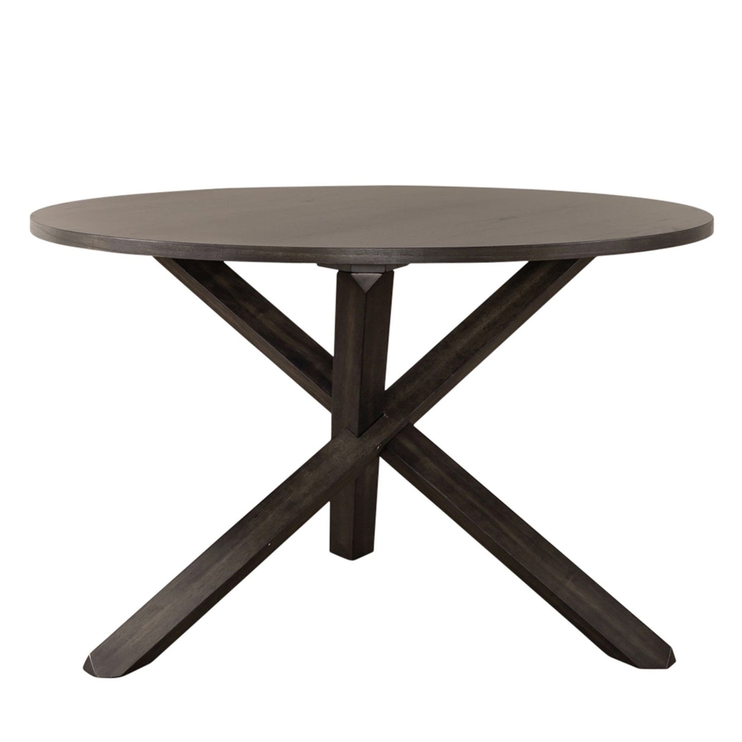 Almeta Dining Set - Crisscross X Base Round Table with 4 Chairs in Dark Umber Brown Finish