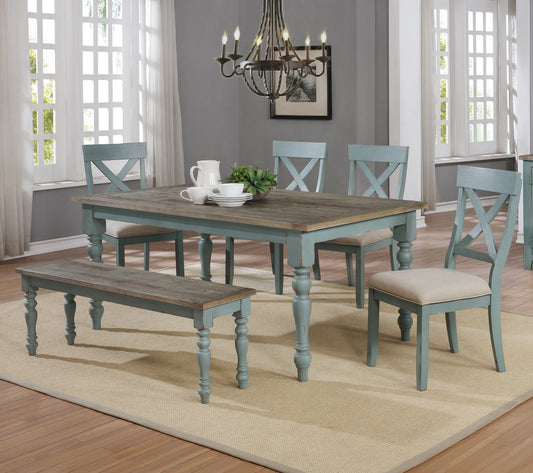 Prato 6-Piece Dining Table Set with Cross Back Chairs and Dining Bench