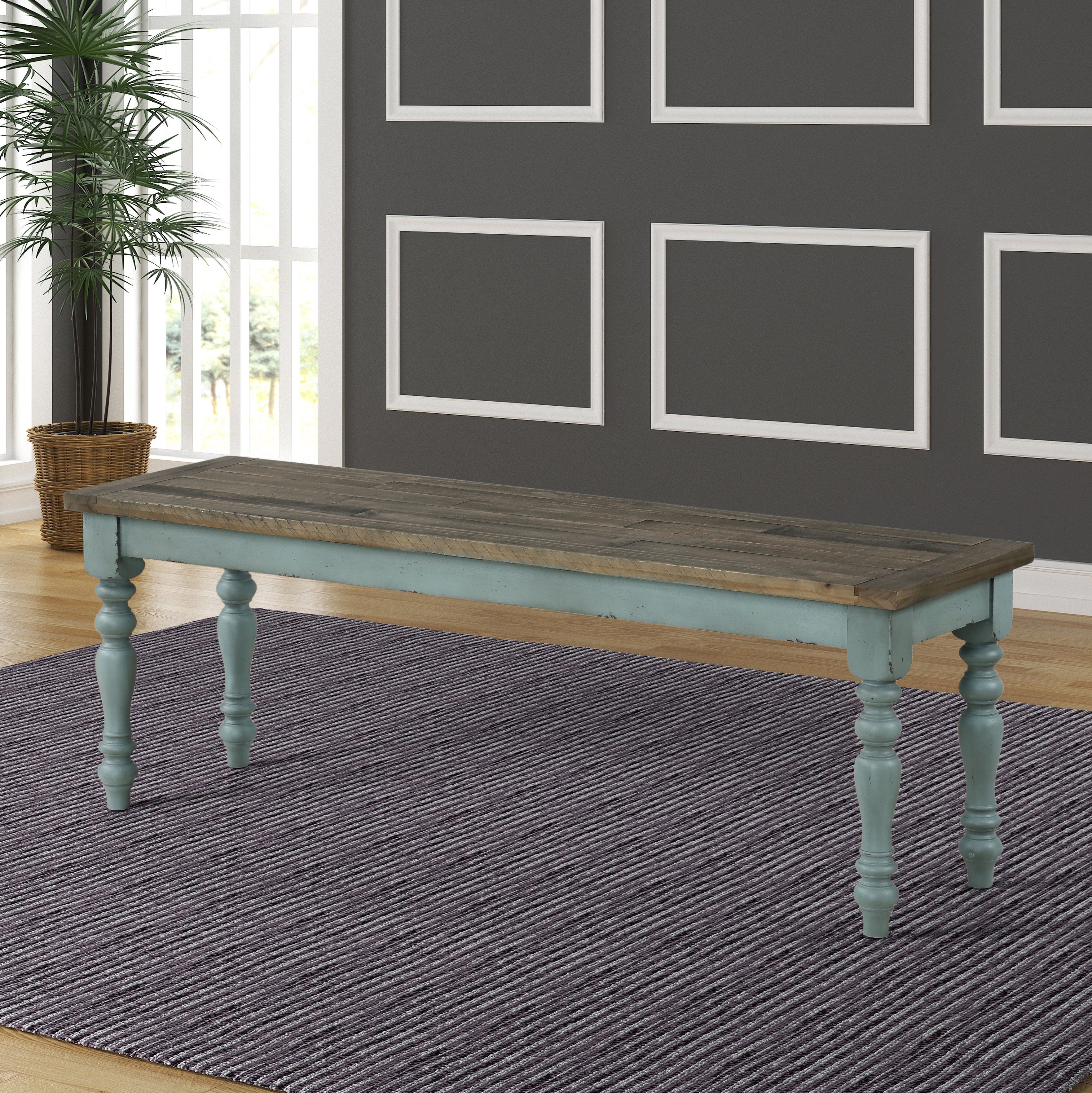 Blue dining discount bench with back