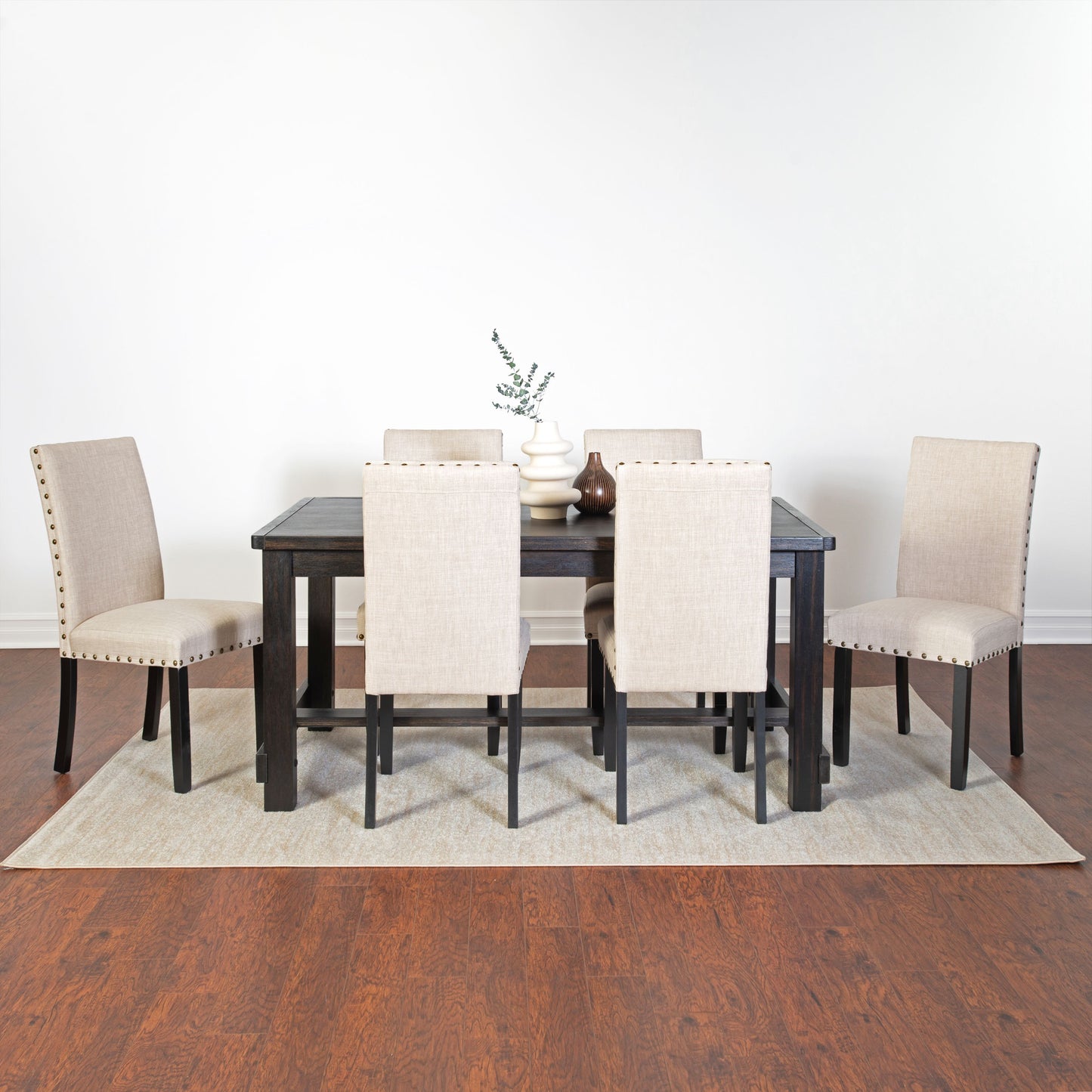 Muzzi Contemporary 7-Piece Dining Set, Dining Table with 6 Stylish Chairs