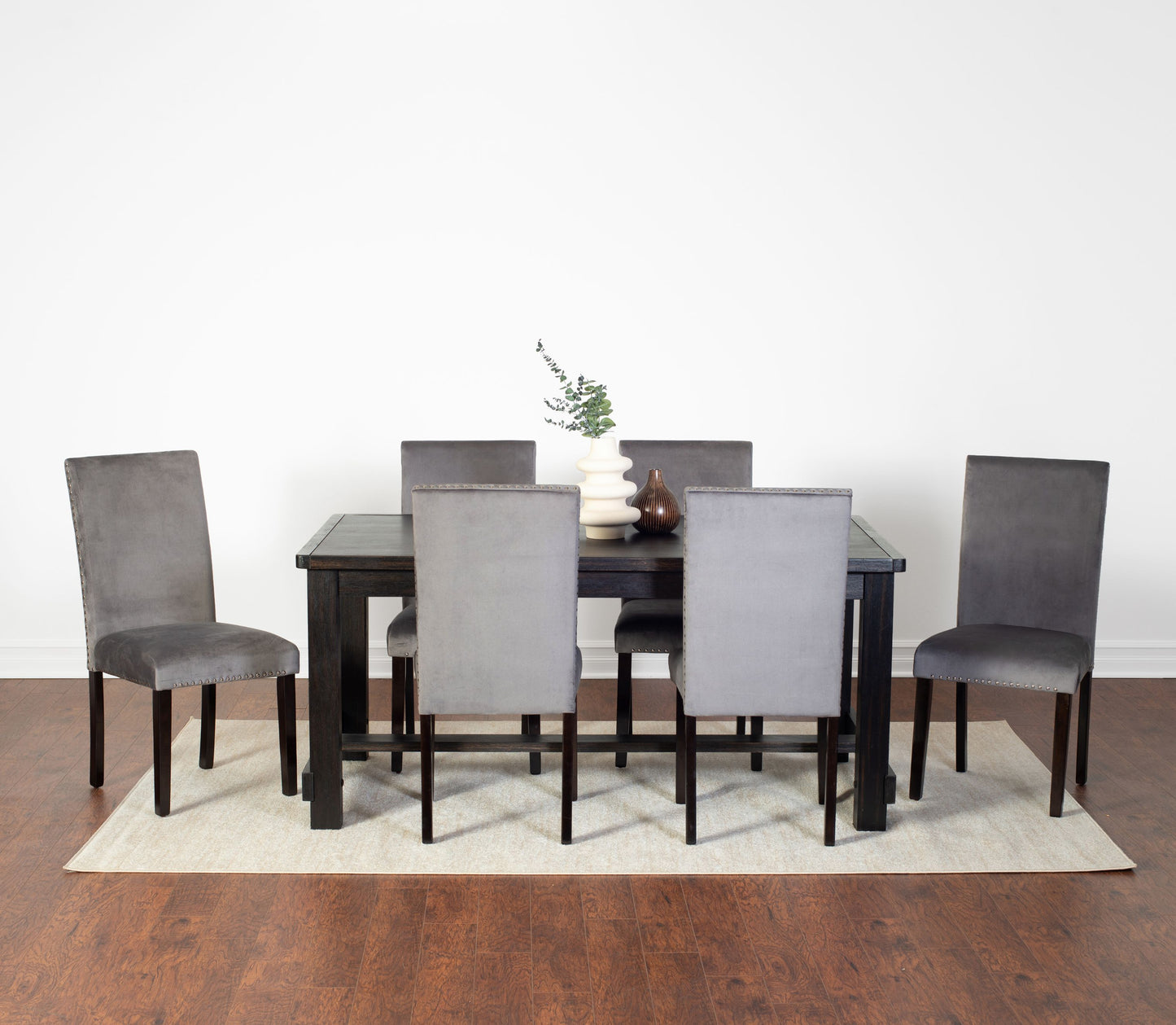 Vanzo Contemporary 7-Piece Dining Set, Dining Table with 6 Stylish Chairs