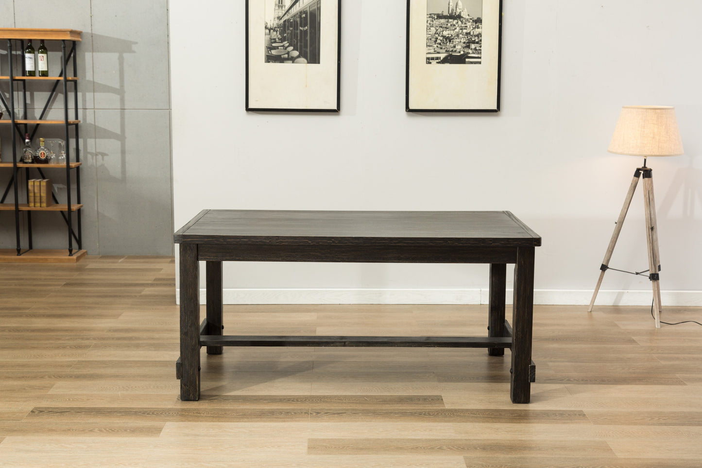 Lotusville Antique Black Finish Rectangular Wood Dining Table