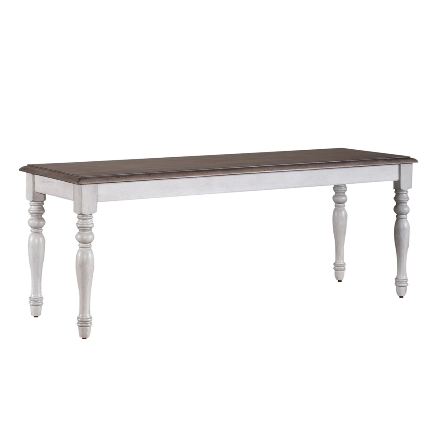 Chandria Dining Set - Extendable Rectangular Table with 4 Chairs and Bench, Antique White and Weathered Pine Finish