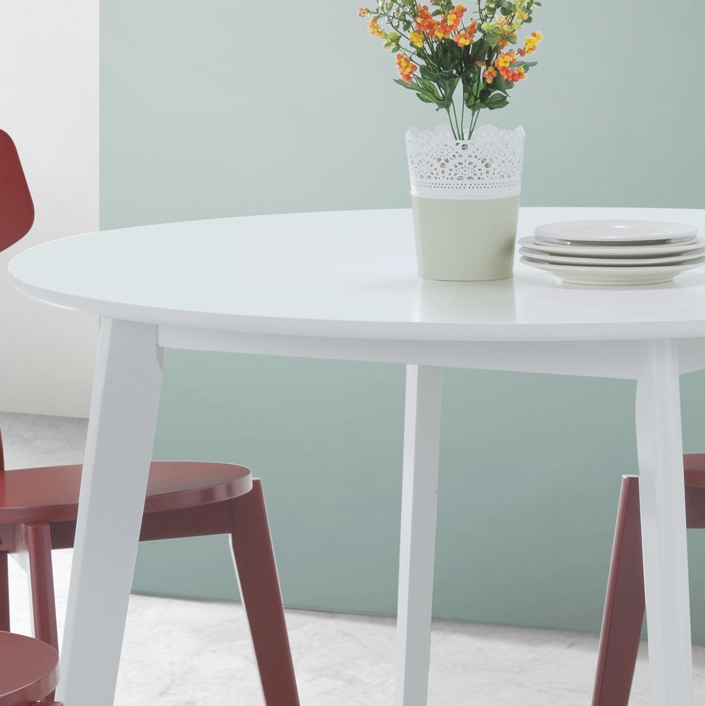 Roma Contemporary White Round Dining Table