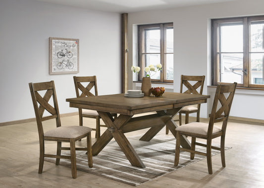 Raven Wood Dining Set: Butterfly Leaf Table, Four Chairs