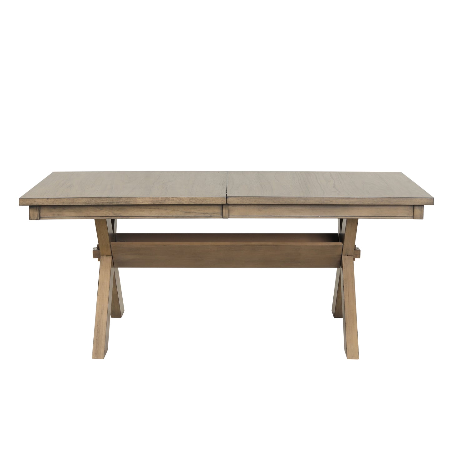 Raven Wood Trestle Extendable Dining Table with Leaf, Glazed Pine Brown