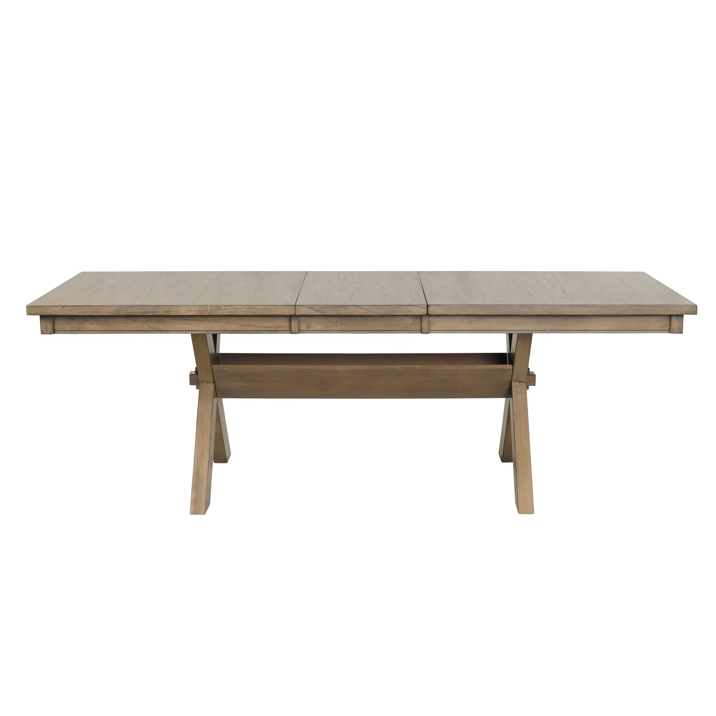 Raven Wood Trestle Extendable Dining Table with Leaf, Glazed Pine Brown