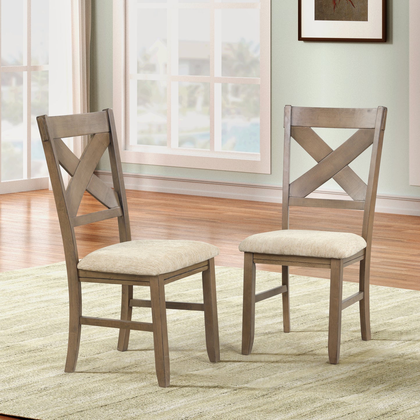 Raven Wood 5-Piece Dining Set, Extendable Trestle Dining Table with 4 Chairs, Glazed Pine Brown