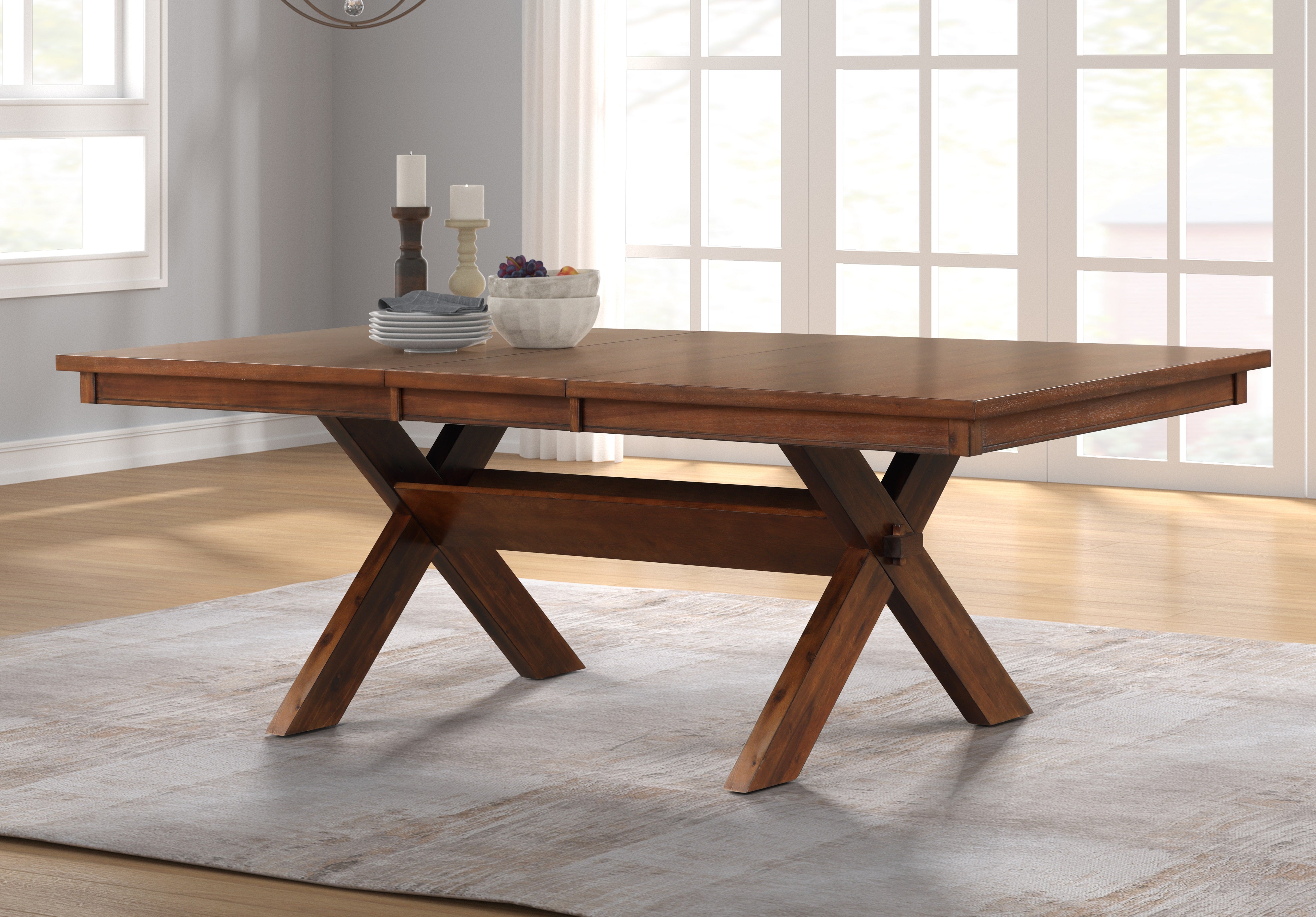 Extendable wood dining online table set