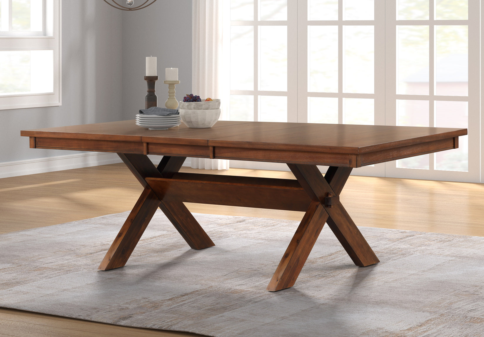 Tavolo da Pranzo Allungabile in Metallo e MDF